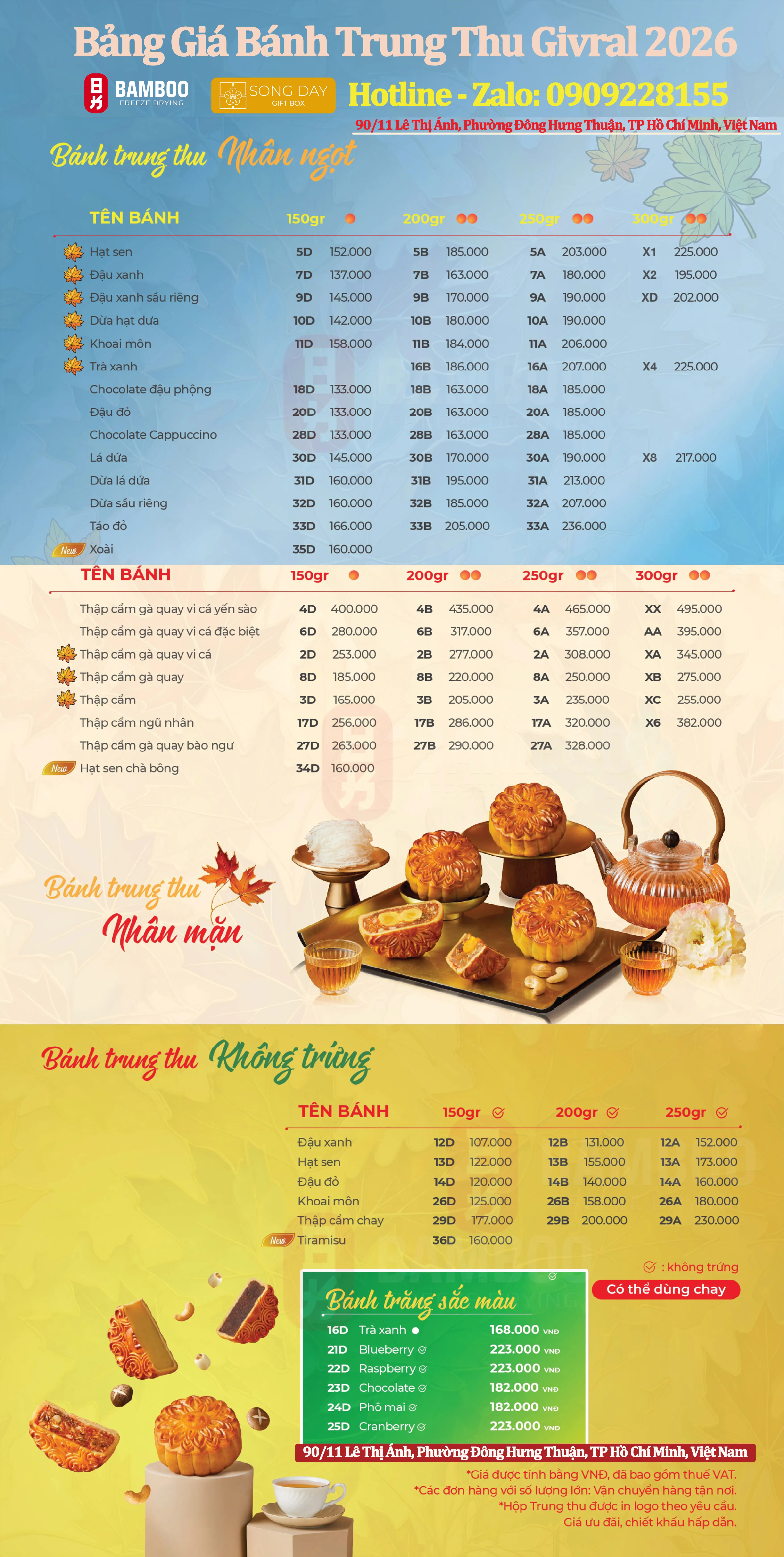 bảng giá bánh trung thu givrl 2026