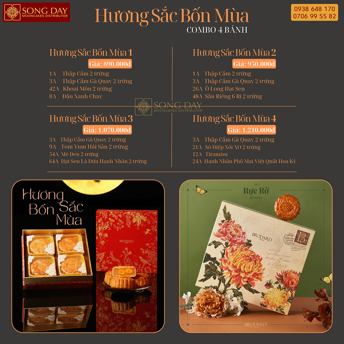 Combo bánh trung thu brodard 2024 hương sắc bốn mùa