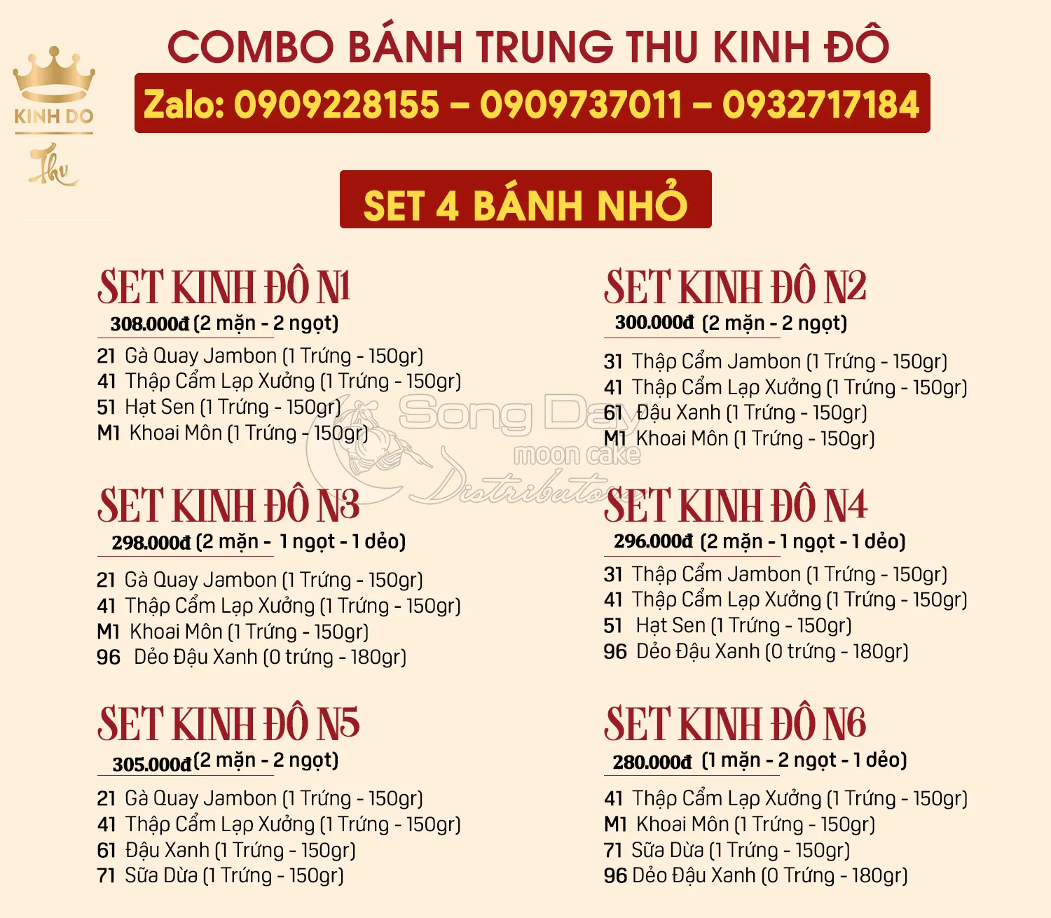 combo bánh trung thu kinh đô hộp 4 bánh nhỏ