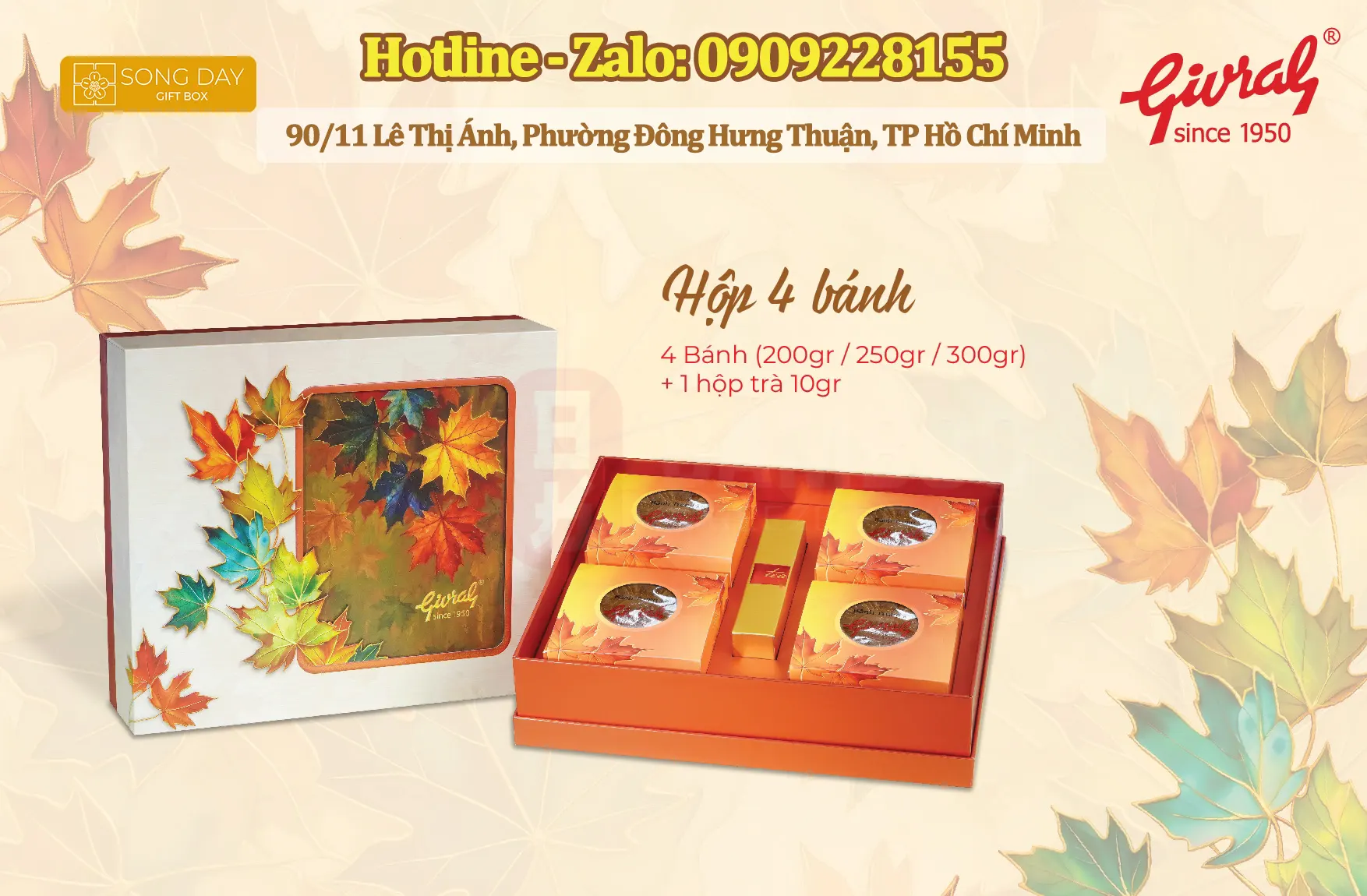 Hộp mẫu bánh trung thu givral 4 bánh thường
