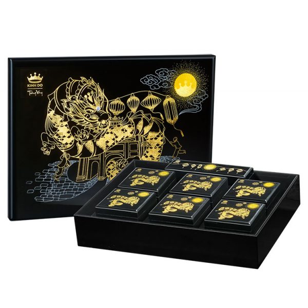 Hộp bánh trung thu kinh đô trăng vàng black and gold cao cấp hơn mài