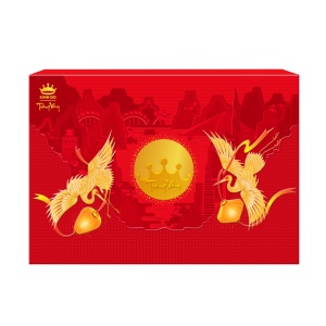 Trăng Vàng Hoàng Kim Vinh Hiển (Đỏ) – Hộp Giấy 4 Bánh X160g + Trà Ô Long 50g)